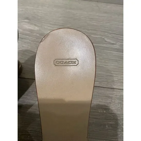 Vintage Coach Leather Wedge Sandals Women Size 8.5 Strap Y2K Twee Classic Preppy - Picture 6 of 6